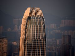 05B International Finance Centre IFC close up just before sunset from Lugard Road Victoria Peak Hong Kong